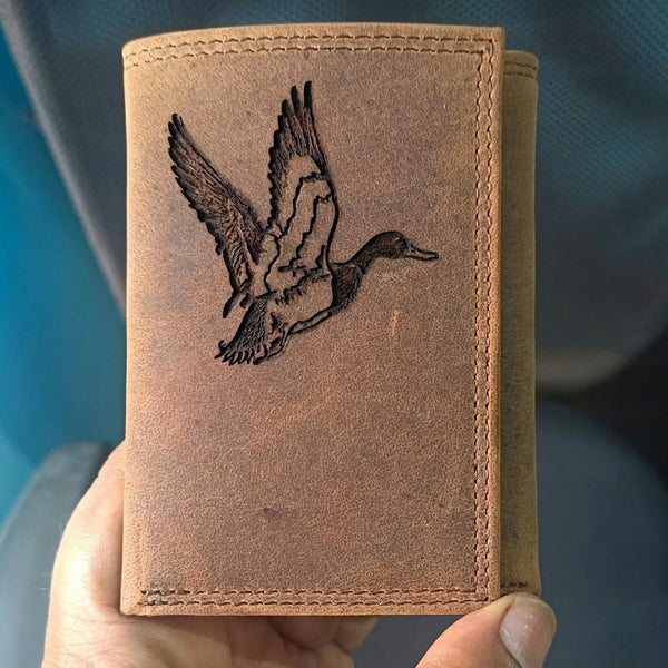 MillersLeatherShop DUCK HUNTER TRIFOLD Wallet - Personalized