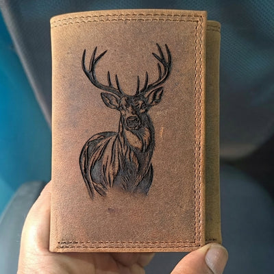 DEER TRIFOLD Distressed Leather Wallet - MillersLeatherShop