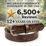 Custom Farm Tooled Leather Belt - Handmade Tractor Belt | Made in USA