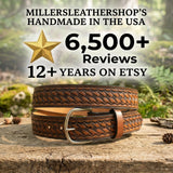 Leather Belt - Handcrafted Basket Weave Full-Grain Cowhide | Miller's