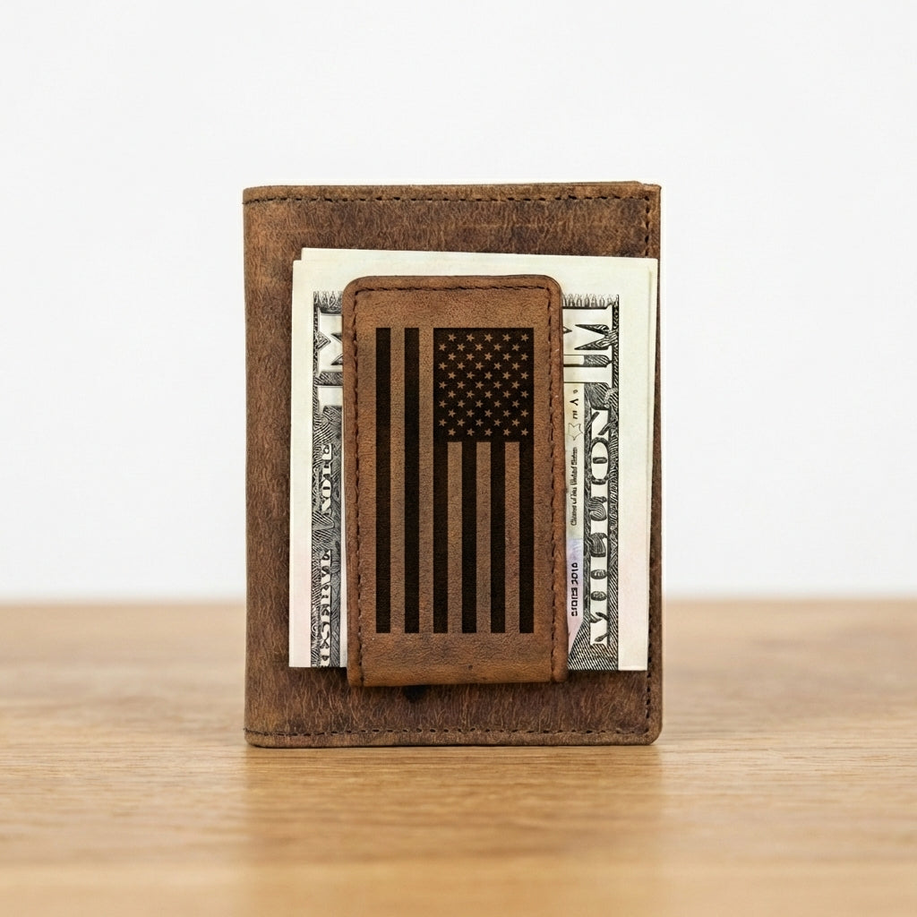 American Flag Money Clip Wallet - Slim Front Pocket Design
