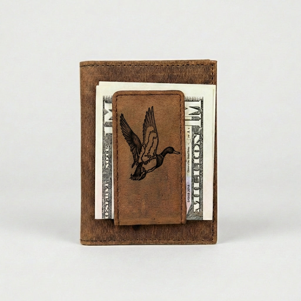 Leather Money Clip Wallet - Duck Design