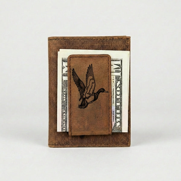 Leather Money Clip Wallet - Duck Design