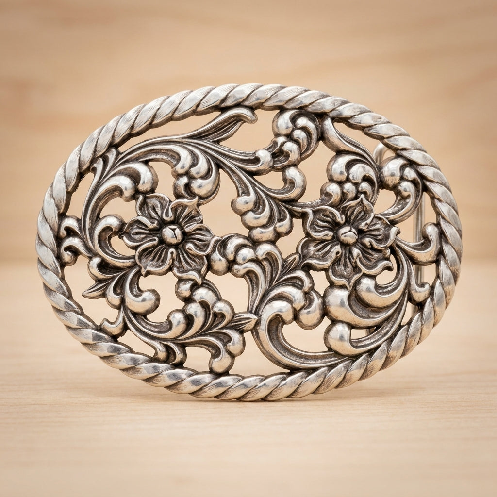 Floral Belt Buckle Metal