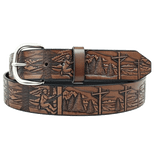 Hand Tooled Cowhide Leather Belt - Handcrafted in the USA