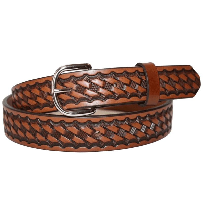 Hand Tooled Cowhide Leather Belt - Handcrafted in the USA