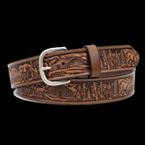 Deer Hunter Hand Tooled Leather Belt