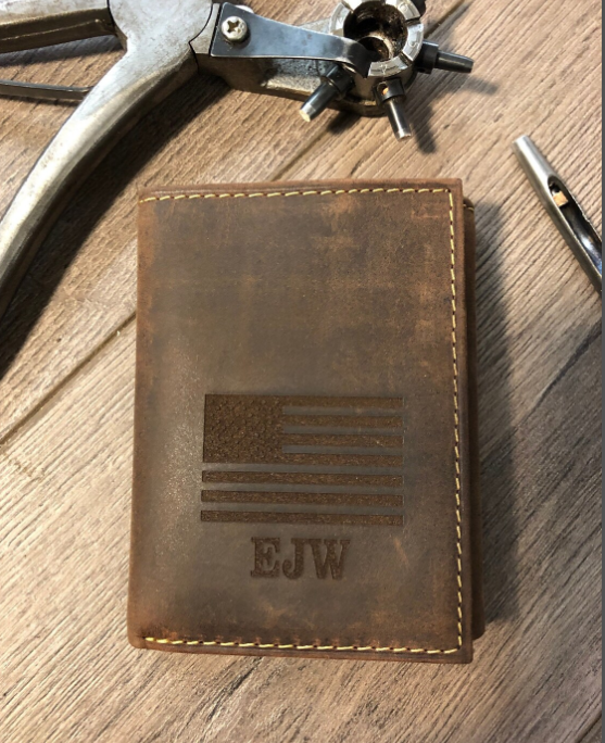 American Flag Trifold Leather Wallet