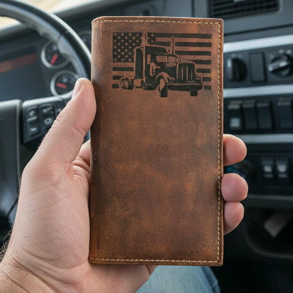Engraved Roper Leather Wallet Double Stitched