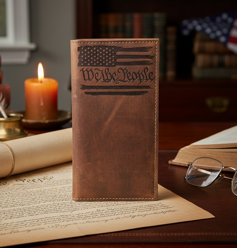 Engraved Roper Leather Wallet Double Stitched