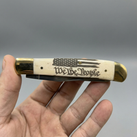 Engraved Bone Pocket Knives