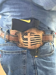 Christian Cross Flag Holster, Made in America by Miller's Leather Shop