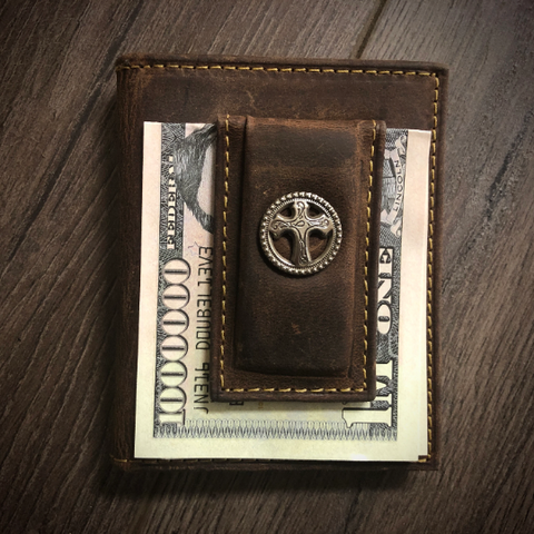 Christian Cross Money Clip Wallet, Front Pocket Wallet