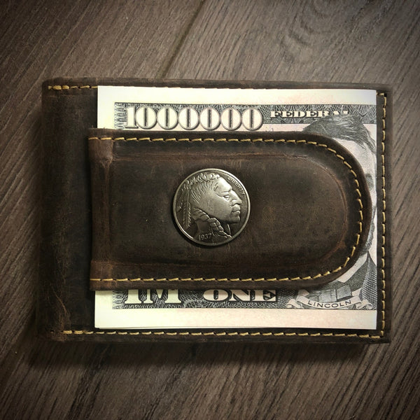 INDIAN NICKEL FRONT POCKET MONEY CLIP WALLET