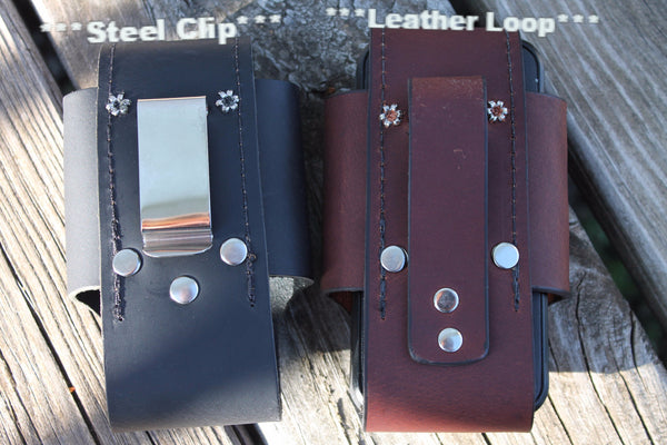 Leather Cell Phone Case, Custom Design Engraved, Made in the USA by Miller's Leather Shop
