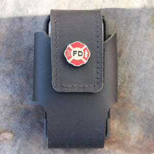 Custom Leather Cell Phone Case -- Fire Department concho