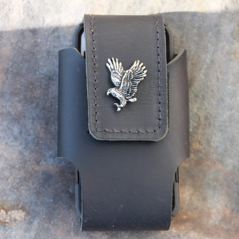 Custom Leather Cell Phone Case -- Eagle