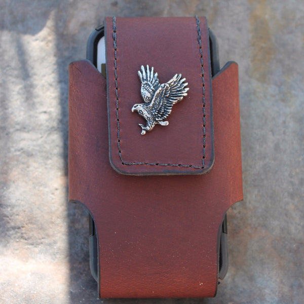 Custom Leather Cell Phone Case -- Eagle