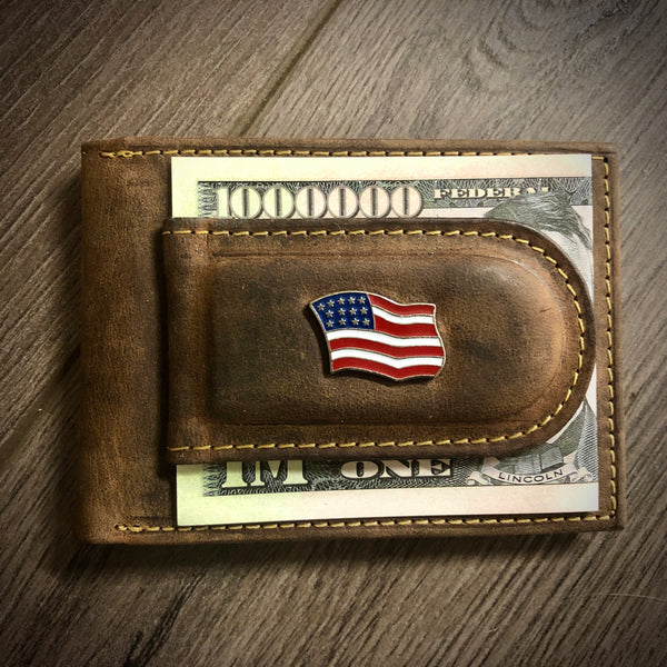 AMERICAN FLAG FRONT POCKET MONEY CLIP WALLET