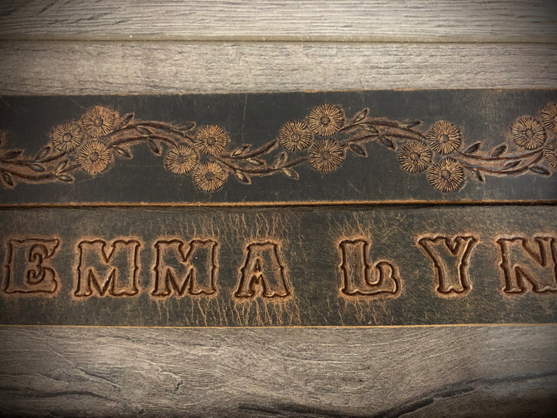 TOOLED FLOWER BELT, 70'S DESIGN Handmade in the USA