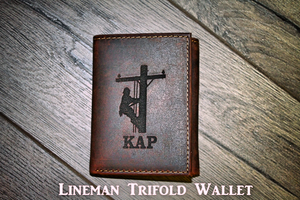 LINEMAN Trifold Wallet in Distressed Leather