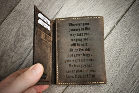 BASS FISHING Trifold Wallet in Distressed Leather