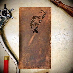 BASS FISH DISTRESSED LEATHER ROPER WALLET