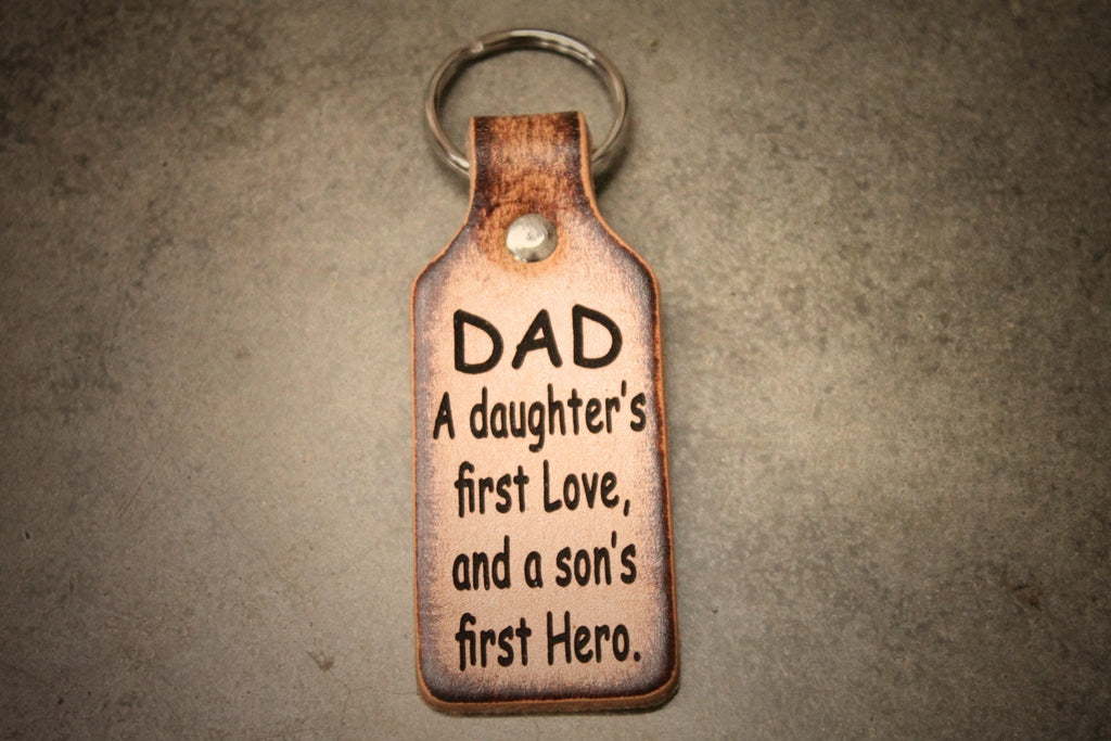 Personalized Leather Dad Keychain - First Hero Gift, USA Made