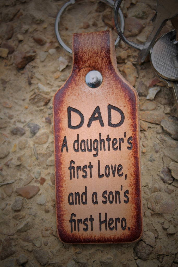Personalized Leather Dad Keychain - First Hero Gift, USA Made
