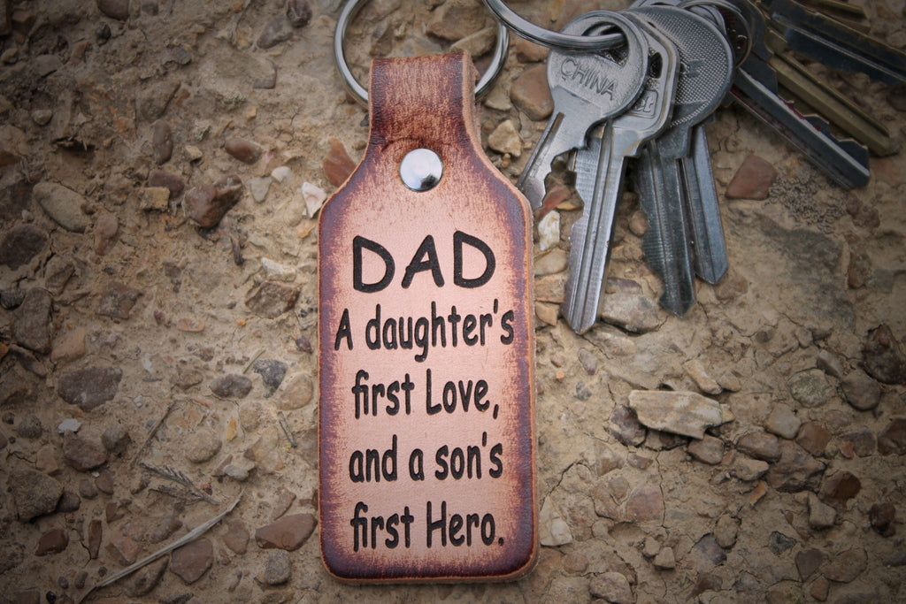 Personalized Leather Dad Keychain - First Hero Gift, USA Made