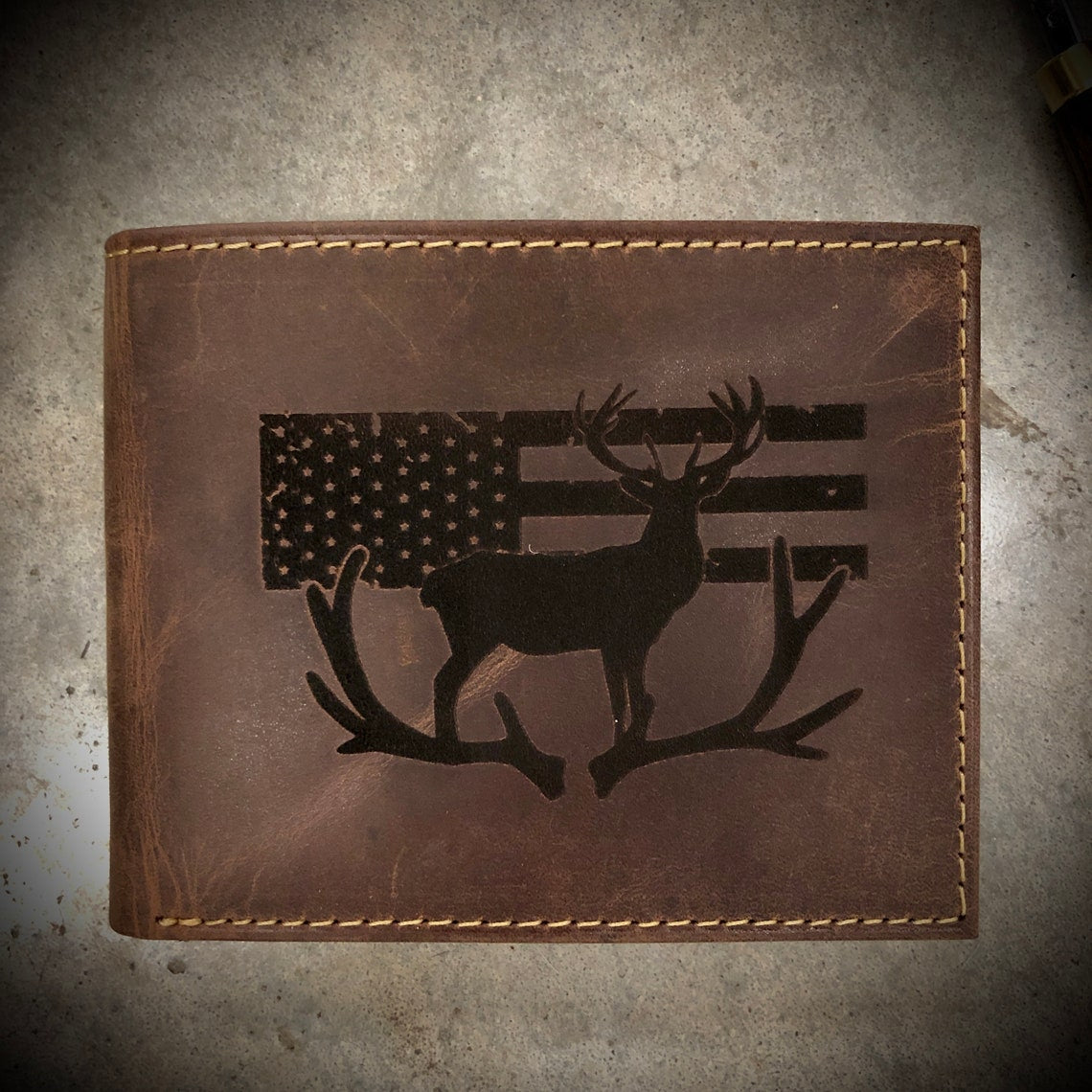 Deer with Flag and Antlers BIFOLD WALLET