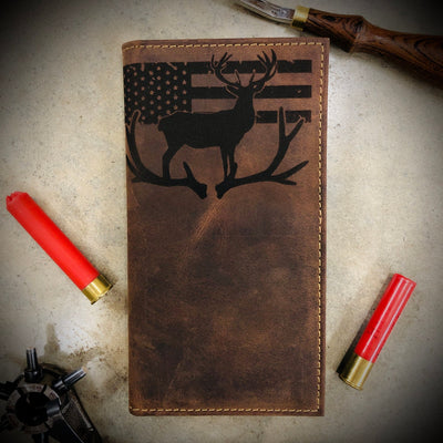 DEER Big Buck with American Flag Roper Long Wallet