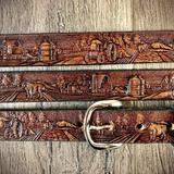 Custom Farm Tooled Leather Belt - Handmade Tractor Belt | Made in USA
