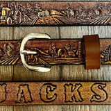 Custom Farm Tooled Leather Belt - Handmade Tractor Belt | Made in USA