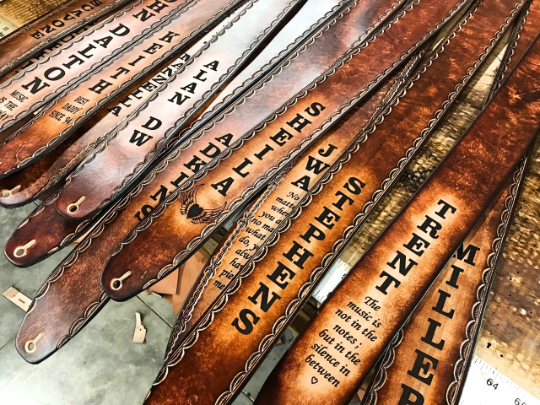 Personalized Leather Guitar Straps by Miller's Leather Shop