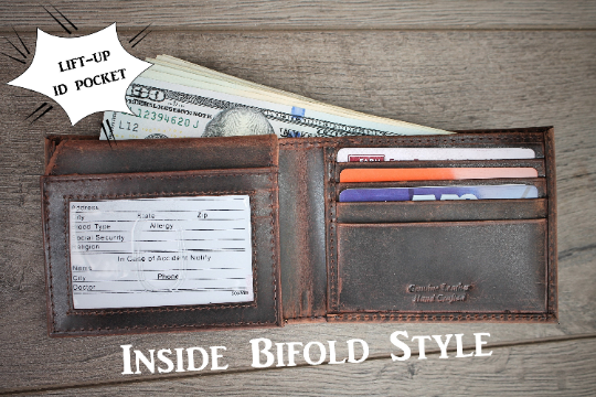 FiSHING BIFOLD DISTRESSED LEATHER WALLET