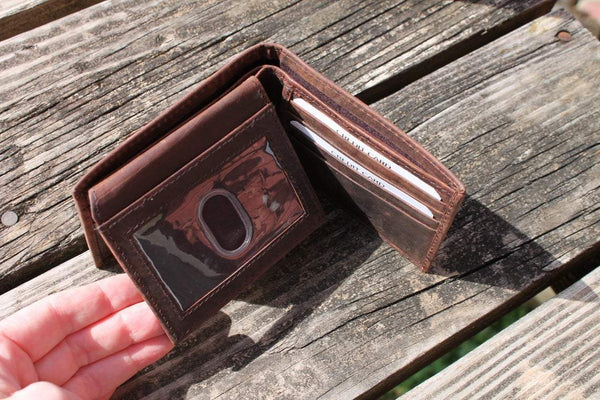 FLAG WE THE PEOPLE BIFOLD DISTRESSED LEATHER WALLET