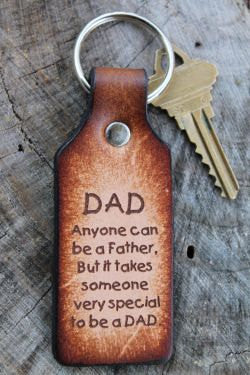 Handcrafted Leather Dad Keychain - Father's Day Gift - Made in USA