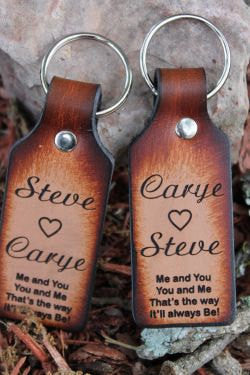 Personalized Leather Keychain Set for Couples - Gift Boxed