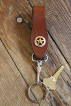 Handcrafted Leather Key Keeper with removable Key Ring --Snaps over your belt, purse strap--Initials Engraved Free!