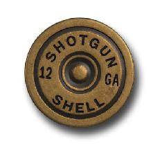Set of 6 Shotgun Shell Conchos with caps  in Antique Brass--Rivet Back
