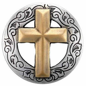 Set of 2 Christian Cross Conchos--Screw Back