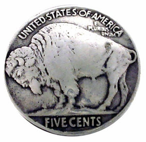 Set of 6 Buffalo Nickel(replica 1937) Conchos with caps --Rivet Back