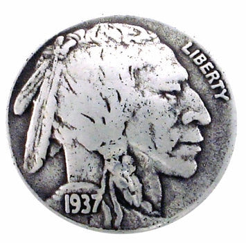 Set of 2 INDIAN HEAD Nickel(replica 1937) Conchos with caps --Rivet Back