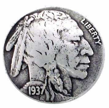 Set of 6 INDIAN HEAD Nickel(replica 1937) Conchos with caps --Rivet Back