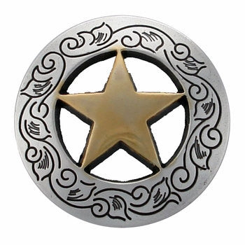 Set of 2 Western Star Conchos--Screw Back