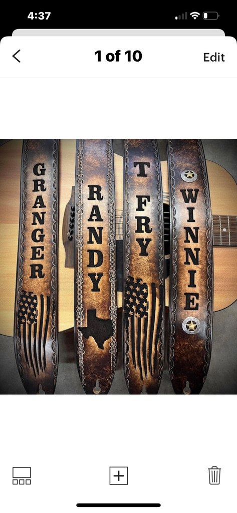 Engraved Leather Guitar Straps by Miller's Leather Shop