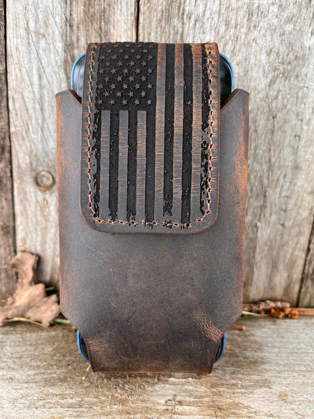 Leather USA Flag Phone Case, patriotic gift