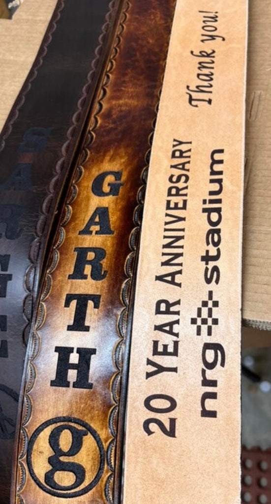 Engraved Leather Guitar Straps by Miller's Leather Shop