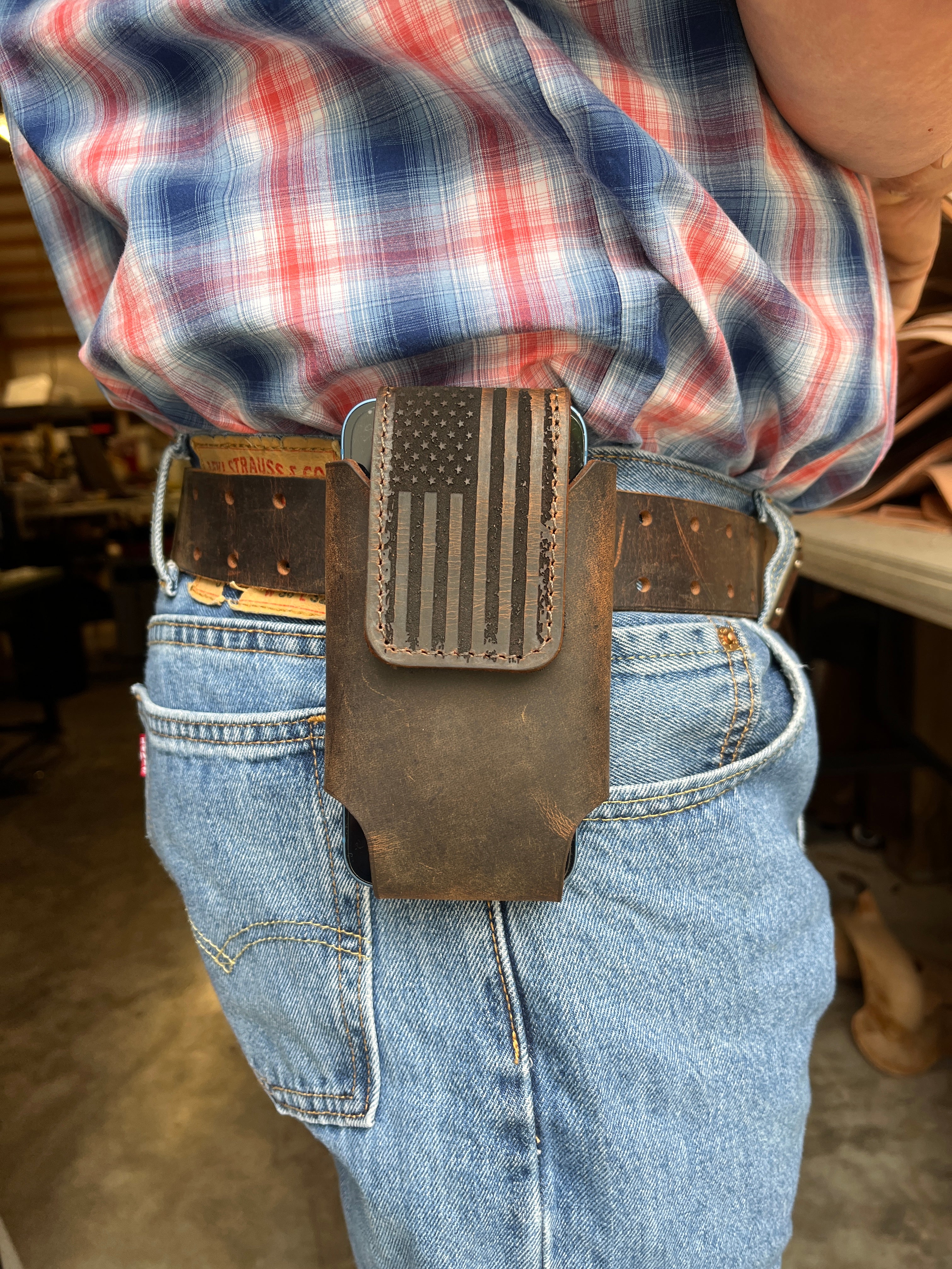 Leather USA Flag Phone Case, patriotic gift